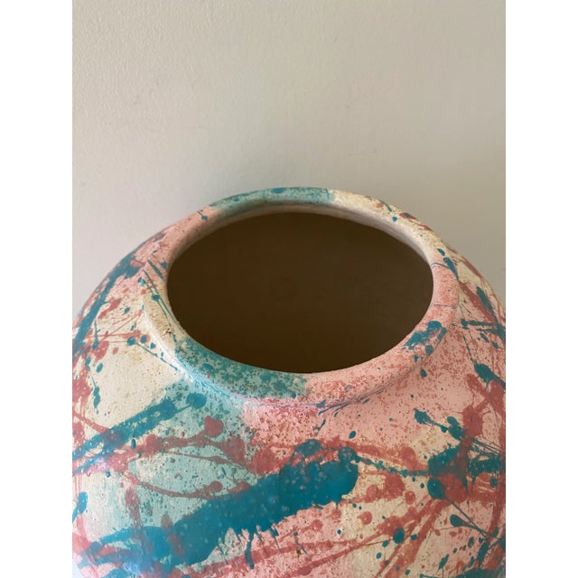 1980s Large Studio Splatter Paint Vase, Signed For Sale - Image 4 of 5