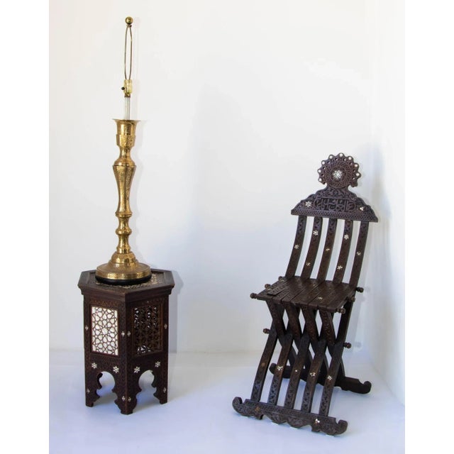 Vintage Anglo-Indian Engraved Brass Candlestick Table Lamp, circa 1950 An elegant and unusually tall vintage Anglo-Indian...