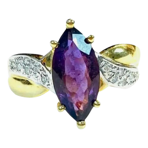 Amethyst and Diamond 14k Yellow Gold Ring