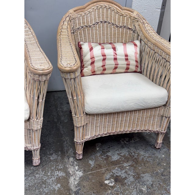 Contemporary Vintage Typhoon International Corporation Wicker Chairs, Pair For Sale - Image 3 of 12