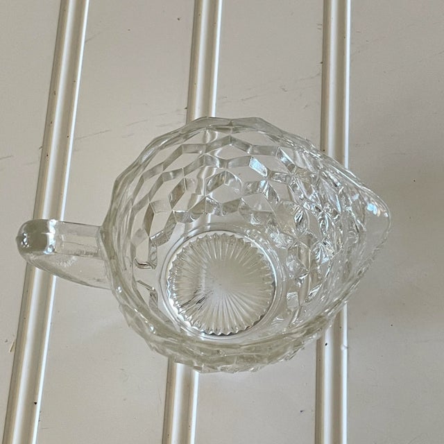 Vintage Fostoria Cubist Pattern American Glass Cream & Sugar