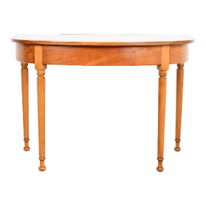 Stickley American Colonial Carved Cherry Wood Demilune Console Table or Entry Table, Circa 1960s
