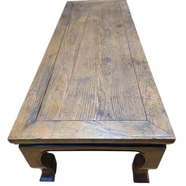Antique Wabi Sabi Style Shanxi Province Rectangular Elm Coffee Table For Sale - Image 4 of 5