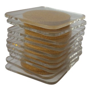 Late 20th Century Acrylic and Cork Coasters - Set of 10 For Sale