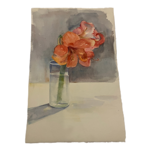 1980’s Original Contemporary Impressionist Amaryllis Watercolor Painting