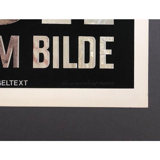 Ich bin im Bilde by Timm Ulrichs for Edition Panderma, Basel, 1977This silkscreen, titled Ich bin im Bilde, is a work by...