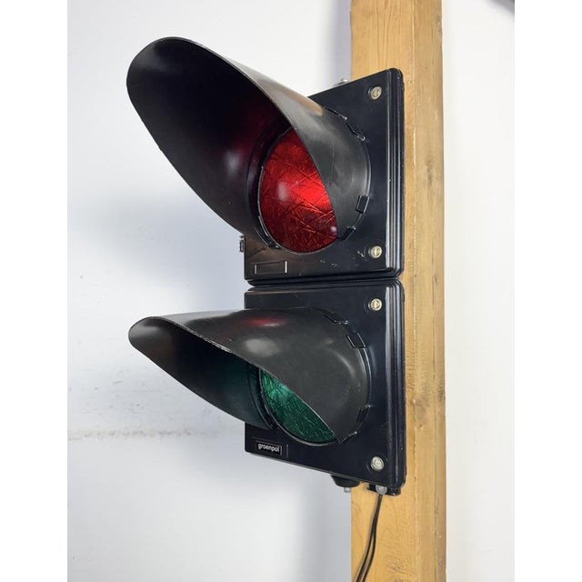 Vintage industrial traffic lights made by Groepol in Netherlands in the 80s-90s. Was used during road works to temporarily...