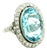 1920s Art Deco Platinum Aquamarine & Diamond Cocktail Ring, Size 6.25 For Sale
