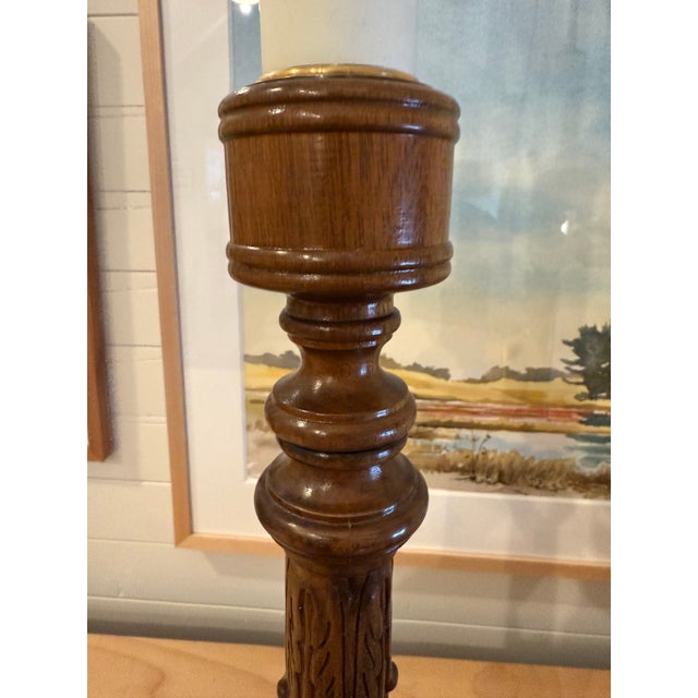 Vintage Regency Style Mahogany Candlestick Lamps - a Pair For Sale - Image 11 of 15