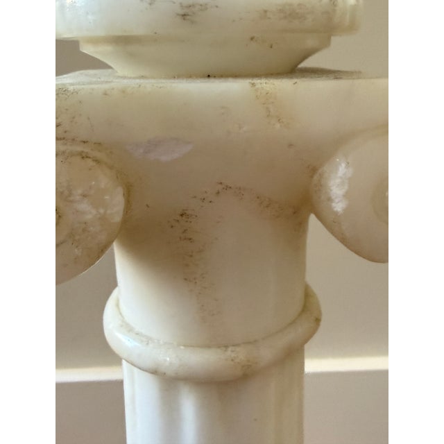 Vintage Alabaster Column Lamp Pair For Sale - Image 9 of 18