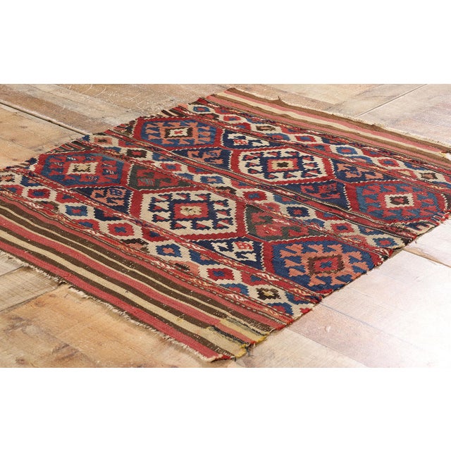 Textile 1880's Distressed Antique Caucasian Shirvan Kilim Rug - 02'11 X 03'06 For Sale - Image 7 of 9