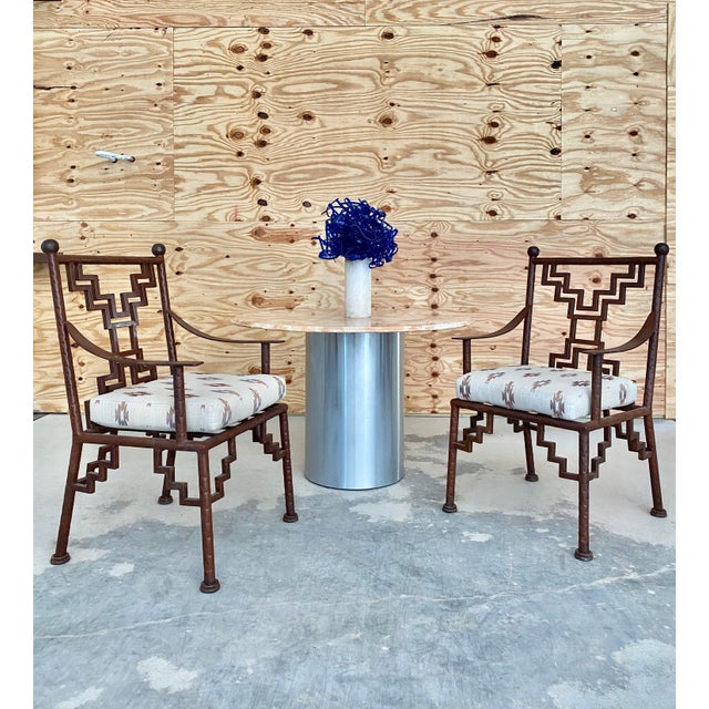 1980s Industrial Steel Ziggurat Armchairs, Set of 3 For Sale - Image 5 of 12