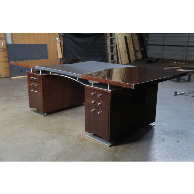 1970s Dakota Jackson French Art Deco Postmodern Mahogany Partners Desk For Sale - Image 12 of 12