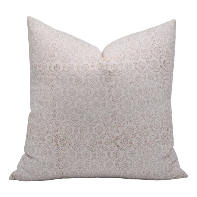 Fabdivine Artisan Block Print Throw Pillow Cover 20x20 Inch Thick Cotton White- Shehnaz For Sale
