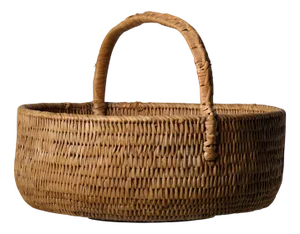 Large Antique Northern Swedish Woven Birch Root Basket with Handle