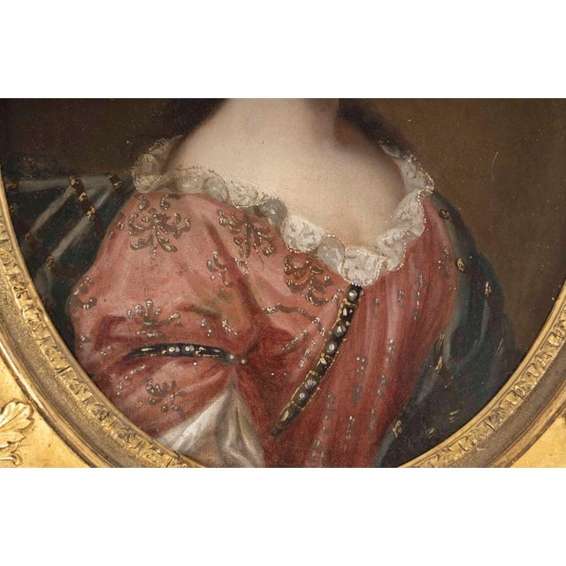 Three Portraits of The Princesses of Bourbon, Oil on Canvases, 18th Century, Framed For Sale - Image 5 of 15