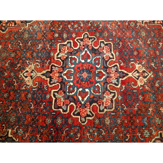 Vintage Persian Bidjar Rug, Hand-Knotted Wool, Geometric Pattern, Red & Blue, 5x8 For Sale - Image 4 of 18