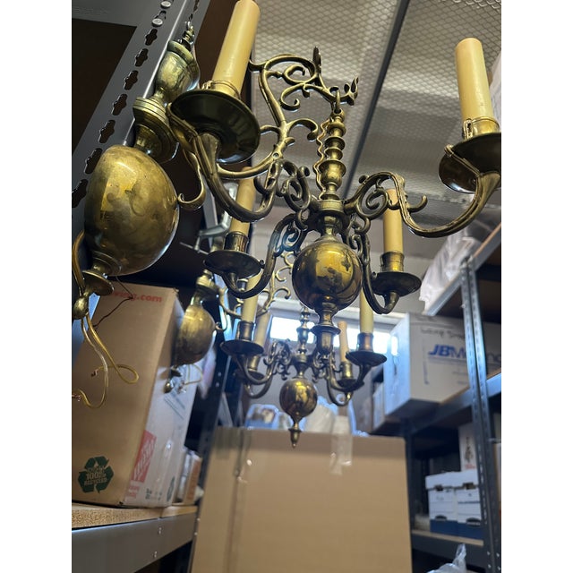 Pair of Rare Flemish, Early 19th Century Brass Pendant-Sconces For Sale - Image 12 of 12