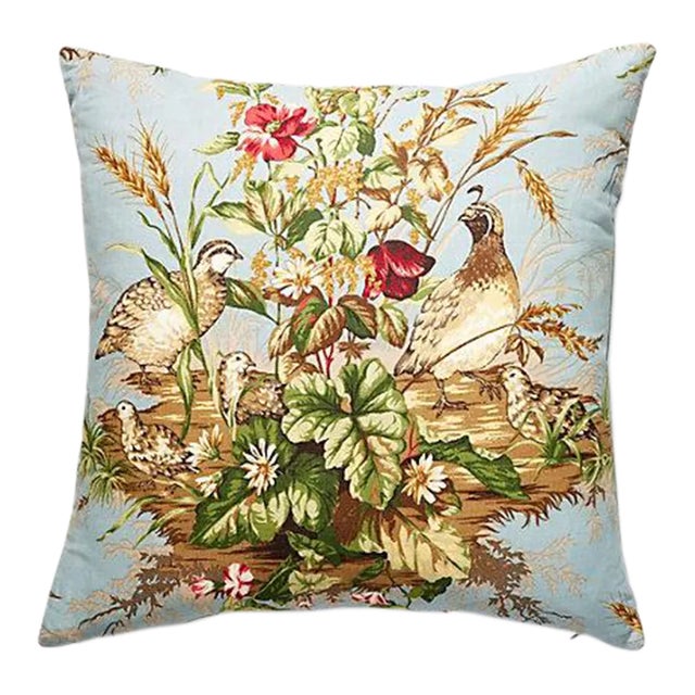 The House of Scalamandré Edwin'S Covey Pillow, Multi on London Blue For Sale