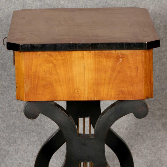 Early 19th Century 19th Century Lyra Sewing Table in Black Cherry Wood, 1820 For Sale - Image 5 of 18