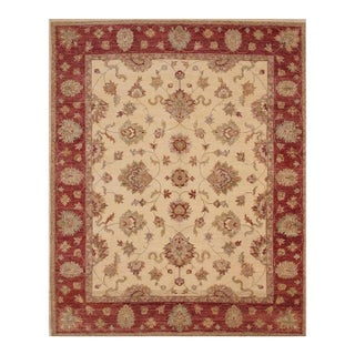 9x12 Ivory Hand-Knotted Wool Floral Symmetry Classic Traditional Carpet Rug For Sale