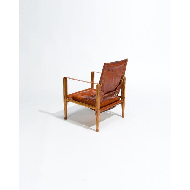 Rud Rasmussen Safari Chair in Oak and Leather by Kaare Klint and for Rud Rasmussen, 1950s For Sale - Image 4 of 10
