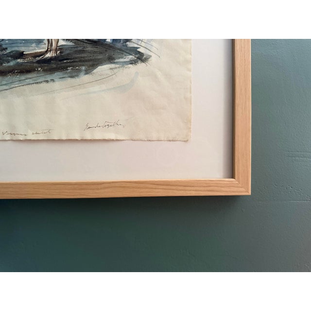 Paint Mid-Century Original John Groth Bullfight Ink & Watercolor Drawing - Custom Archival Float Frame With Tru Vue Uv Glass For Sale - Image 7 of 10