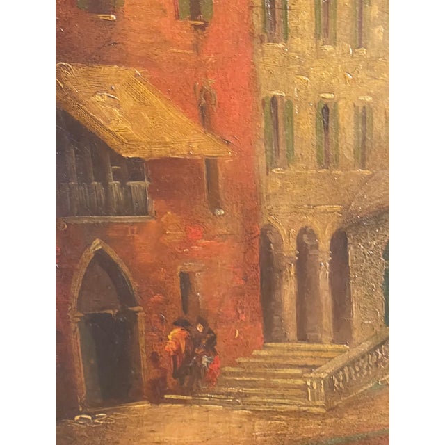 Antique Italian Ponte Rialto Handpainted Parchment Leather Floor Screen For Sale - Image 17 of 18