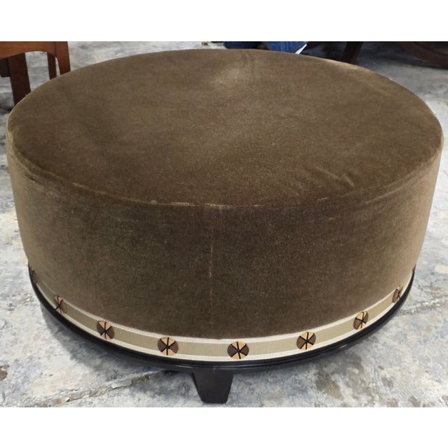 A. Rudin 36" Round Mohair Ottoman For Sale - Image 9 of 13