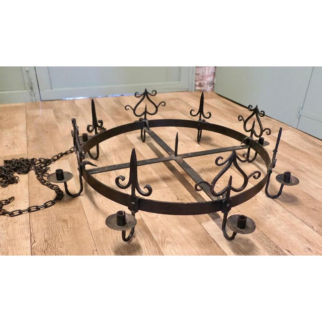 Black Antique French Gothic Castle Chandelier, 1900 For Sale - Image 8 of 9