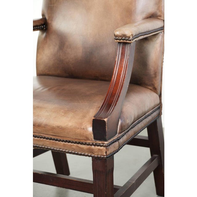 English-Style Gainsborough Desk Chair in Cowhide Leather For Sale - Image 9 of 13
