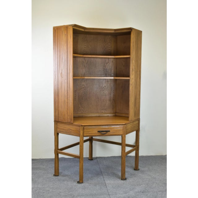 1960s A. Brandt Ranch Oak Rustic Southwest Corner Desk with Bookcase - 2 Pieces For Sale - Image 12 of 12