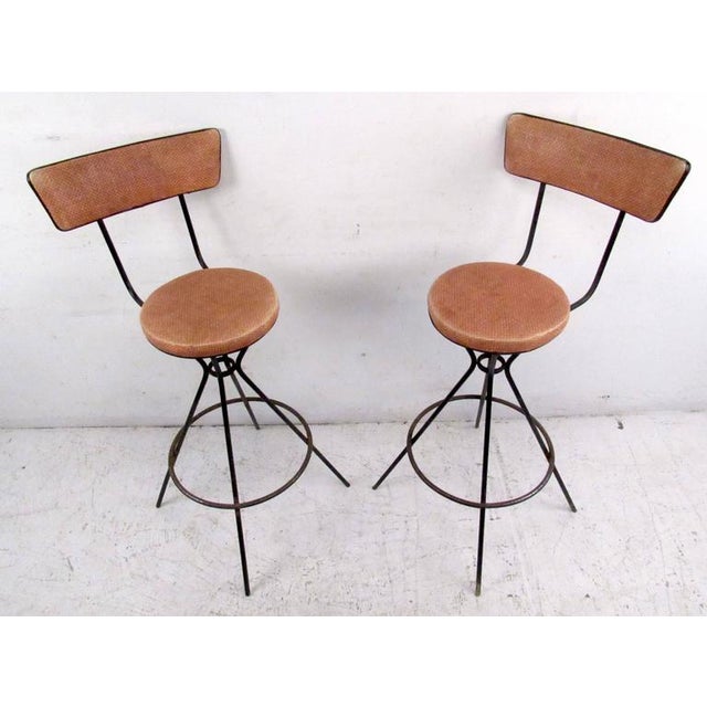 Vintage Iron and Vinyl Barstools Set of 3 Chairish