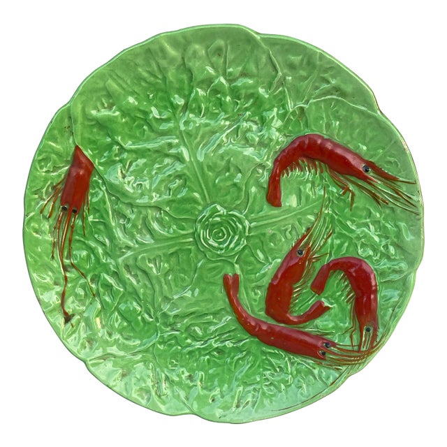French Majolica Shrimp Plate Choisy Le Roi Circa 1930 For Sale