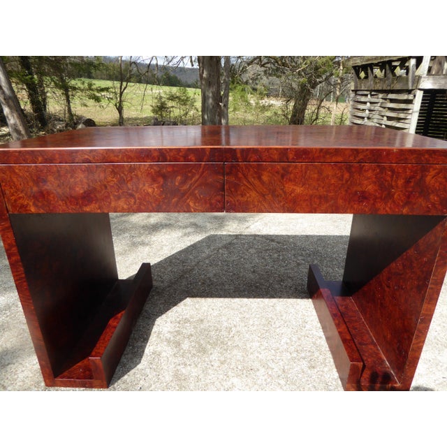Contemporary Elm Burl Writing Desk / Dazzling, Intense Elm Burl For Sale - Image 3 of 9