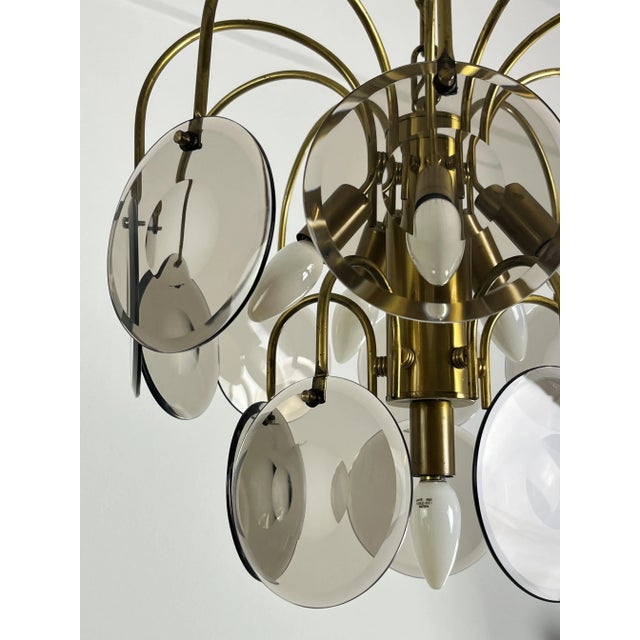 Murano Glass and Brass Chandelier by Vistosi, 1970s For Sale - Image 9 of 12