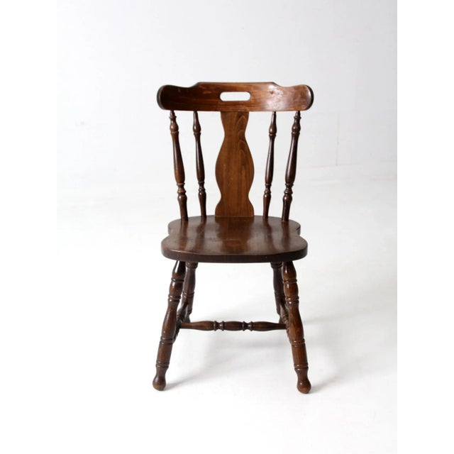 Rustic Vintage Wood Pub Style Chair For Sale - Image 3 of 12