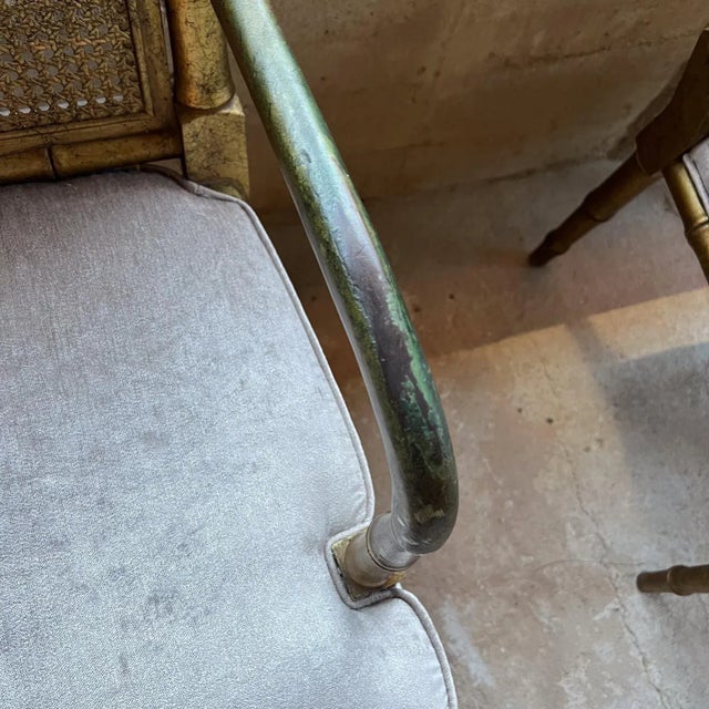1960s Elegant Faux Bamboo Gold Leaf Cane Armchairs For Sale - Image 12 of 12
