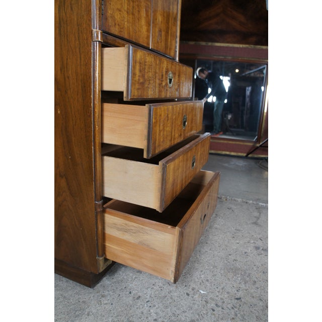Late 20th Century Late 20th Century 2 Drexel Heritage Accolade II Walnut Campaign Chifferobe For Sale - Image 5 of 15