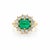 A captivating 18-karat yellow gold ring centered by a superb 3.32-carat Colombian cabochon-cut emerald, exhibiting a rich,...