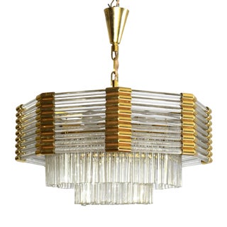 Large Gold-Plated Crystal Chandelier by Bakalowits & Söhne Vienna, 1970s For Sale