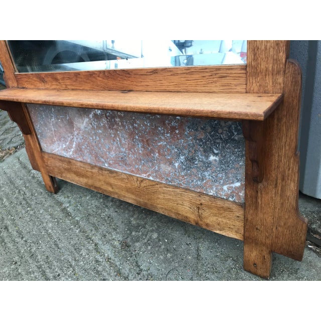Glass Mirror with Shelf in Oak and Marble, 1920s For Sale - Image 7 of 18