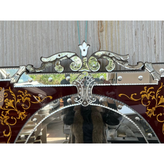 Venice rectangular, mirror silvering emailed with flowers, the centre is bevelled, gilted details in the corners... really...