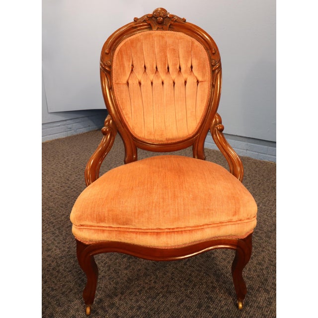 Wood Early 20th Century French Rococo Revival "Gentleman and Lady's" Chairs For Sale - Image 7 of 15