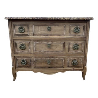 French 19th Century Louis XVI Bleached Walnut Marble Top Commode For Sale
