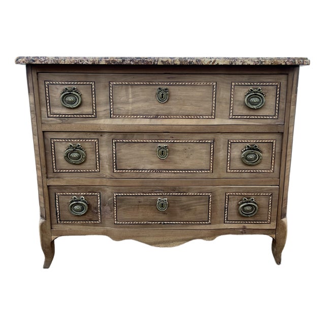 French 19th Century Louis XVI Bleached Walnut Marble Top Commode For Sale