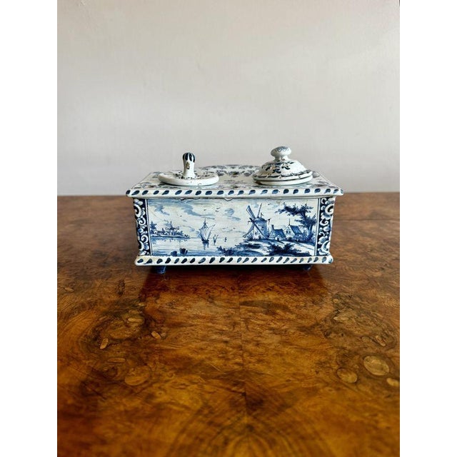 Late 19th Century Antique Dutch Delft Inkstand, 1880, Set of 3 For Sale - Image 5 of 7