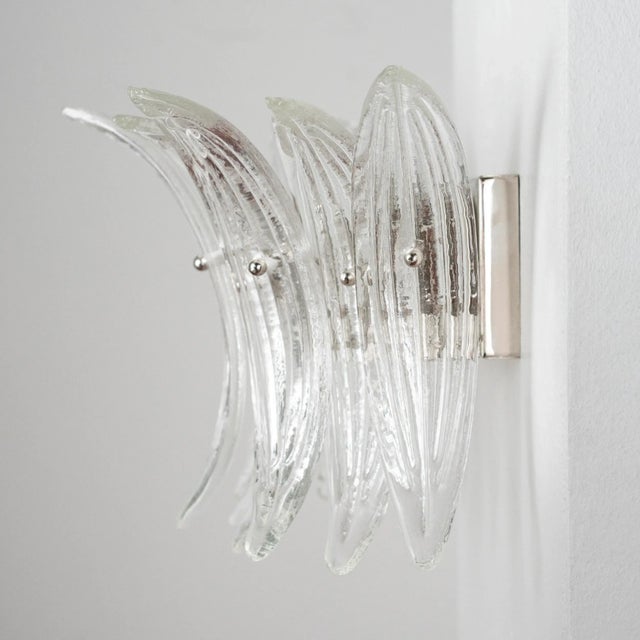 Murano Glass Wall Sconce with Leaves, Italy, 1980s For Sale - Image 4 of 10