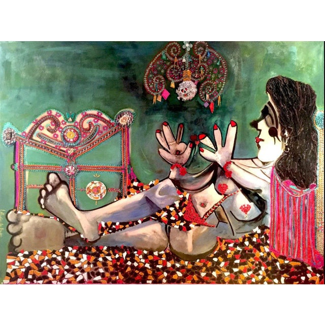 Oil on canvas infused with rhinestones & silk mixed media Leticia is a Spanish artist who enjoys creating art from...