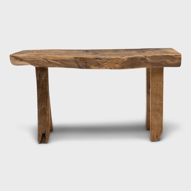 Chinese Chinese Petite Reclaimed Elm Bench, C. 1900 For Sale - Image 3 of 4